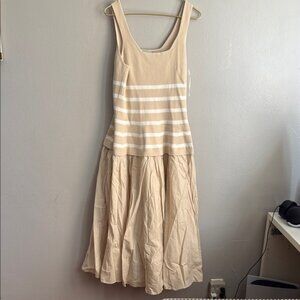 Simkhai Elegant Beige Striped Dress